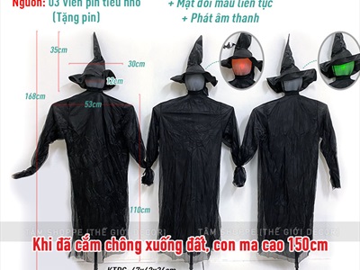 Set 03 con ma phù thuỷ đen nắm tay gào thét (cảm ứng tiếng động - tặng Pin) HLW-MAQUY-07